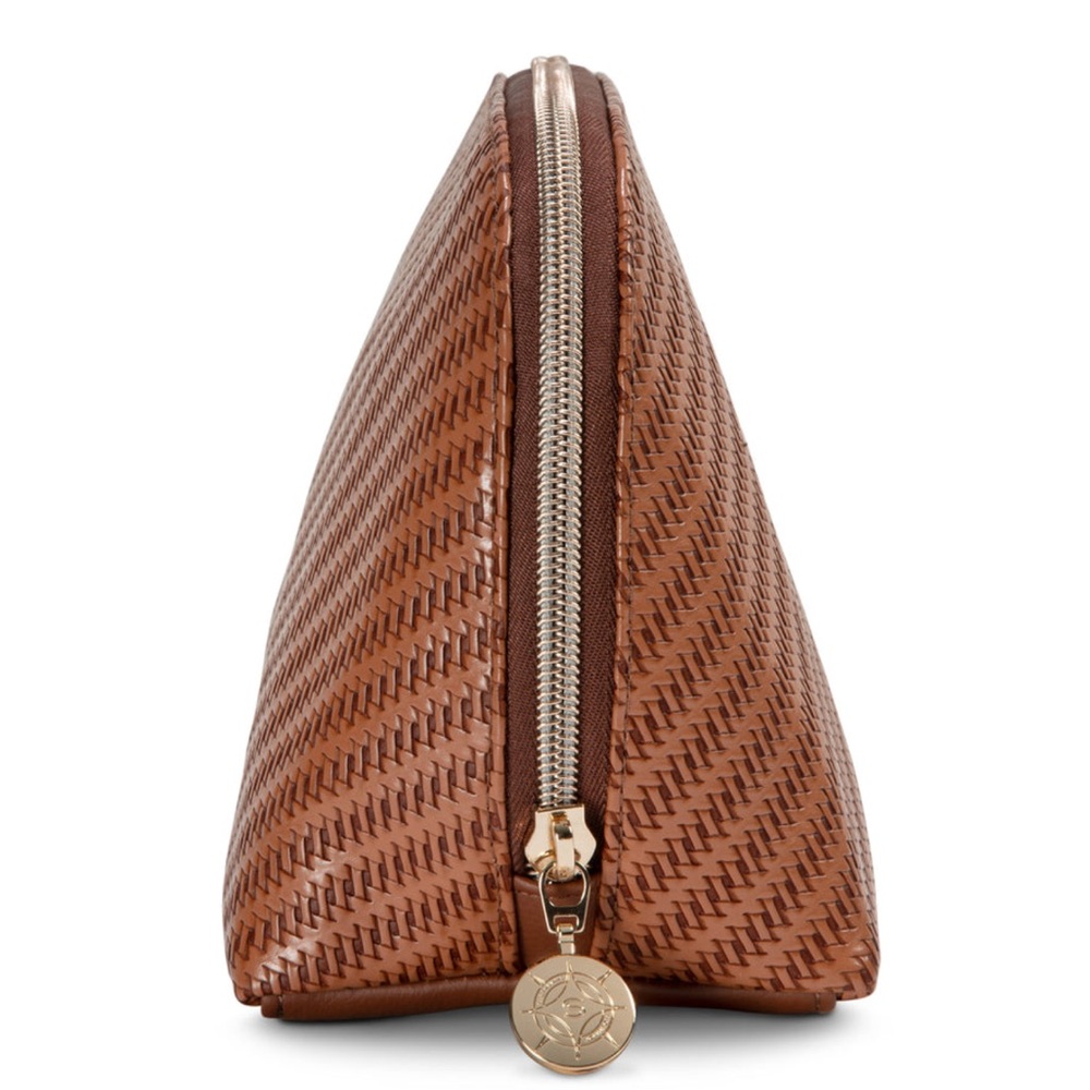 Stephanie Johnson Rosewood Cognac Lola woven make-up bag/recycled material-NWT - Picture 5 of 16